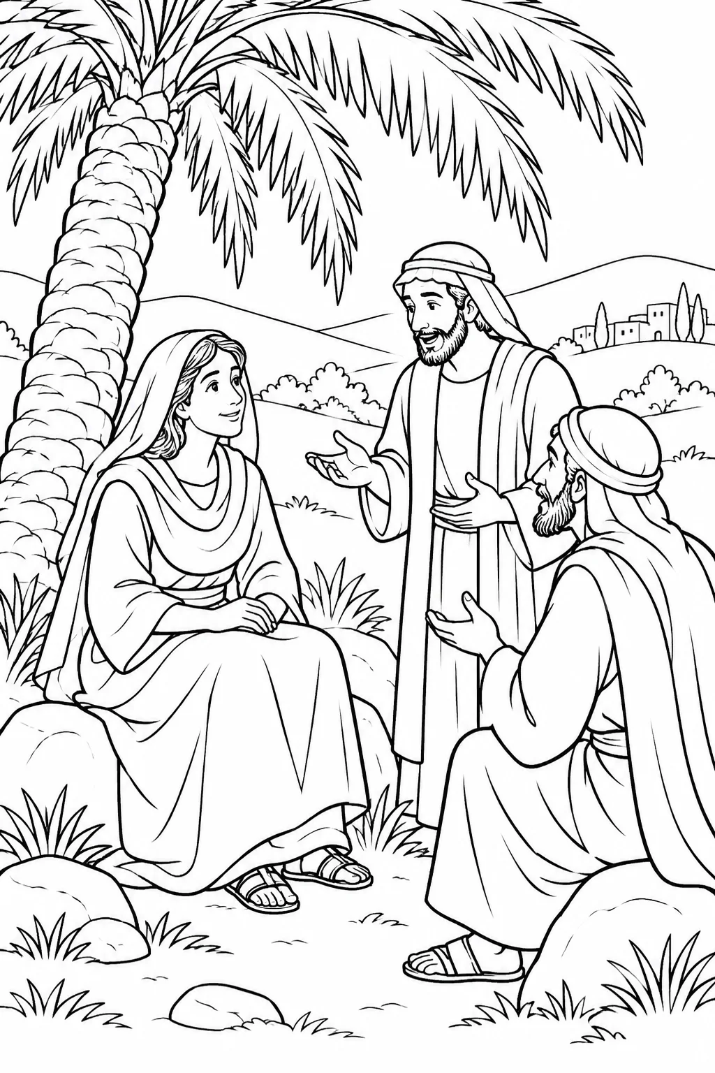 Deborah Under the Palm Tree Bible coloring page