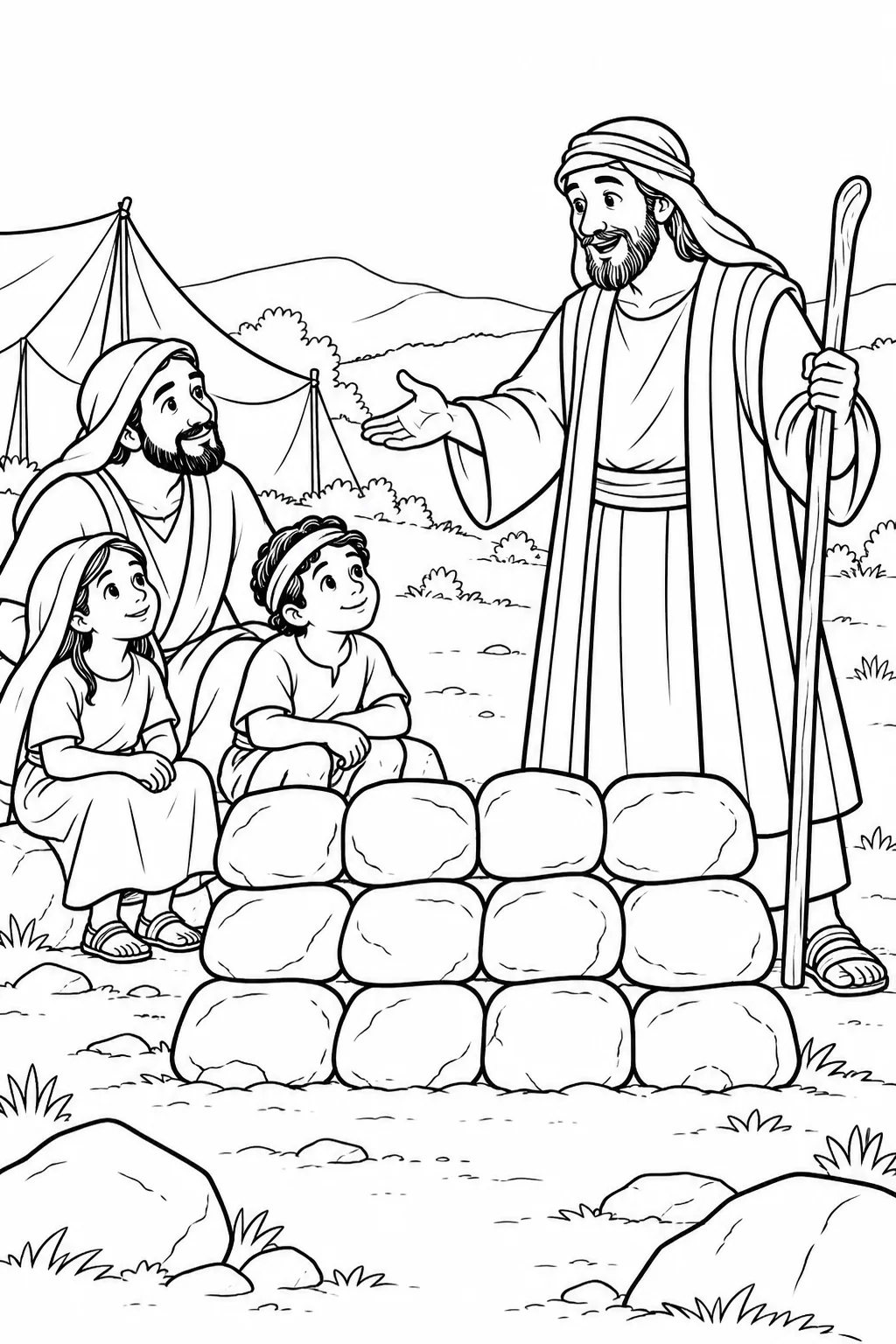 Twelve Memorial Stones Bible coloring page