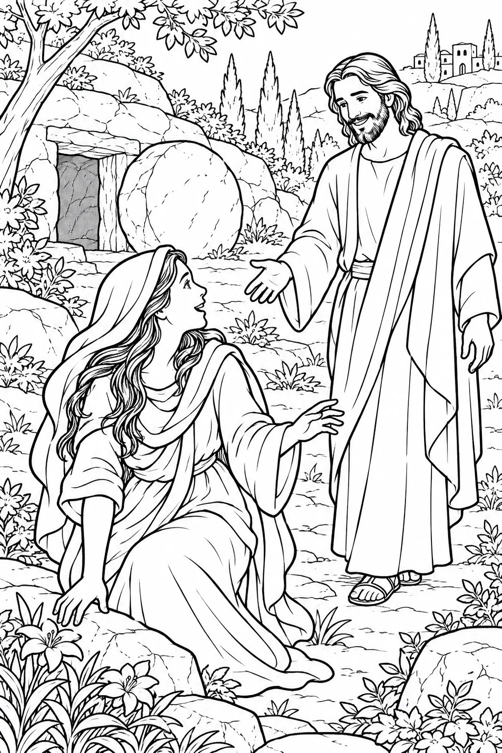 Mary Magdalene Recognizes Jesus Bible coloring page