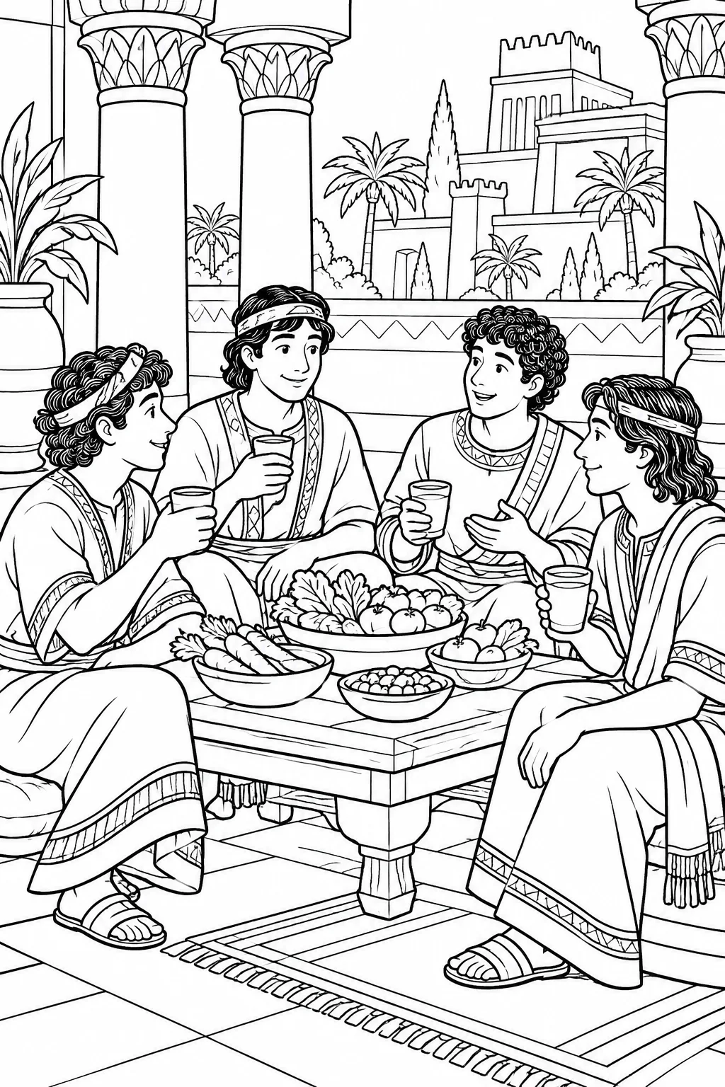Vegetables and Water Bible coloring page