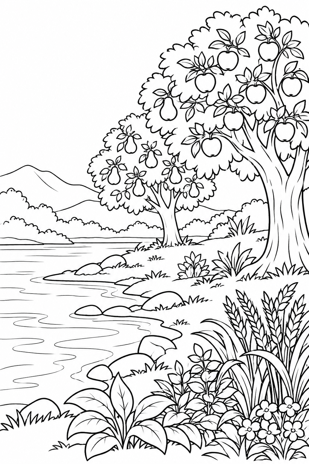 Plants and Fruit Trees from Creation of the World Bible coloring page
