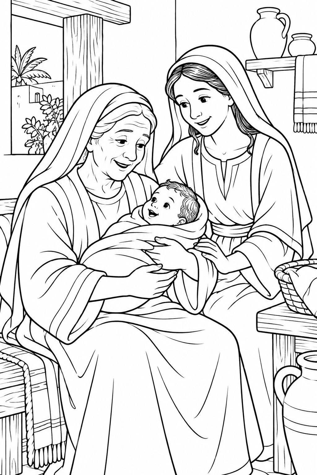 Naomi Cares for Obed from Ruth, Boaz, and Baby Obed Bible coloring page