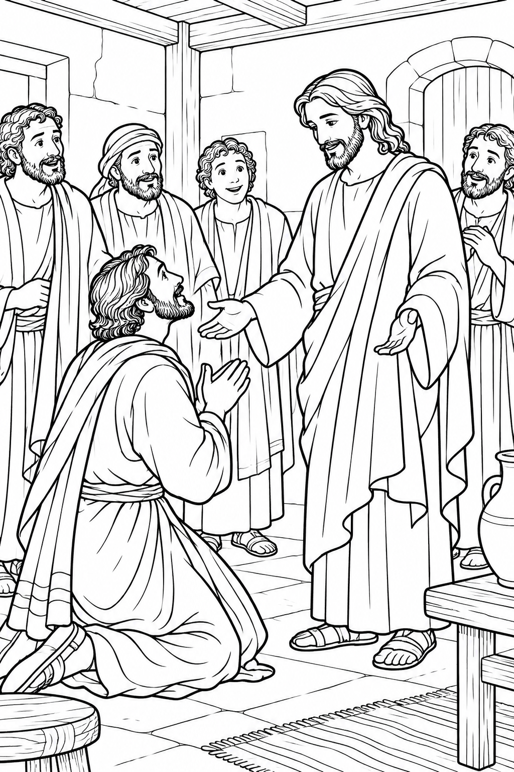 Thomas Responds in Faith from Thomas Meets the Risen Jesus Bible coloring page