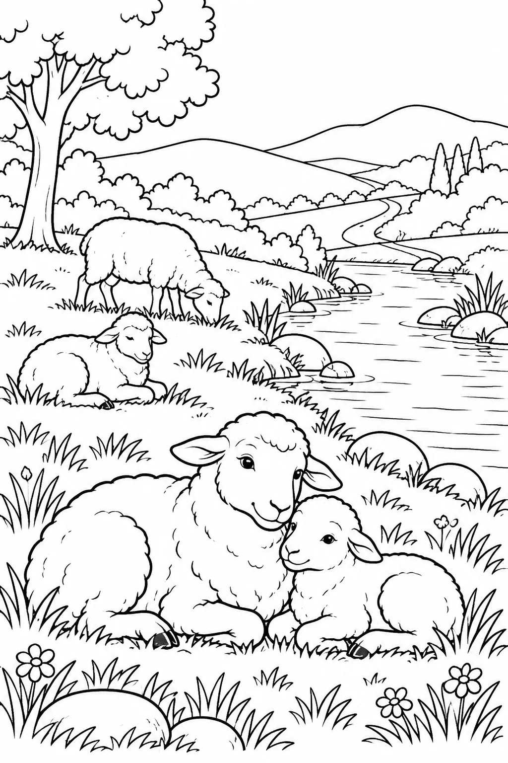 Quiet Pastures and Still Water Bible coloring page