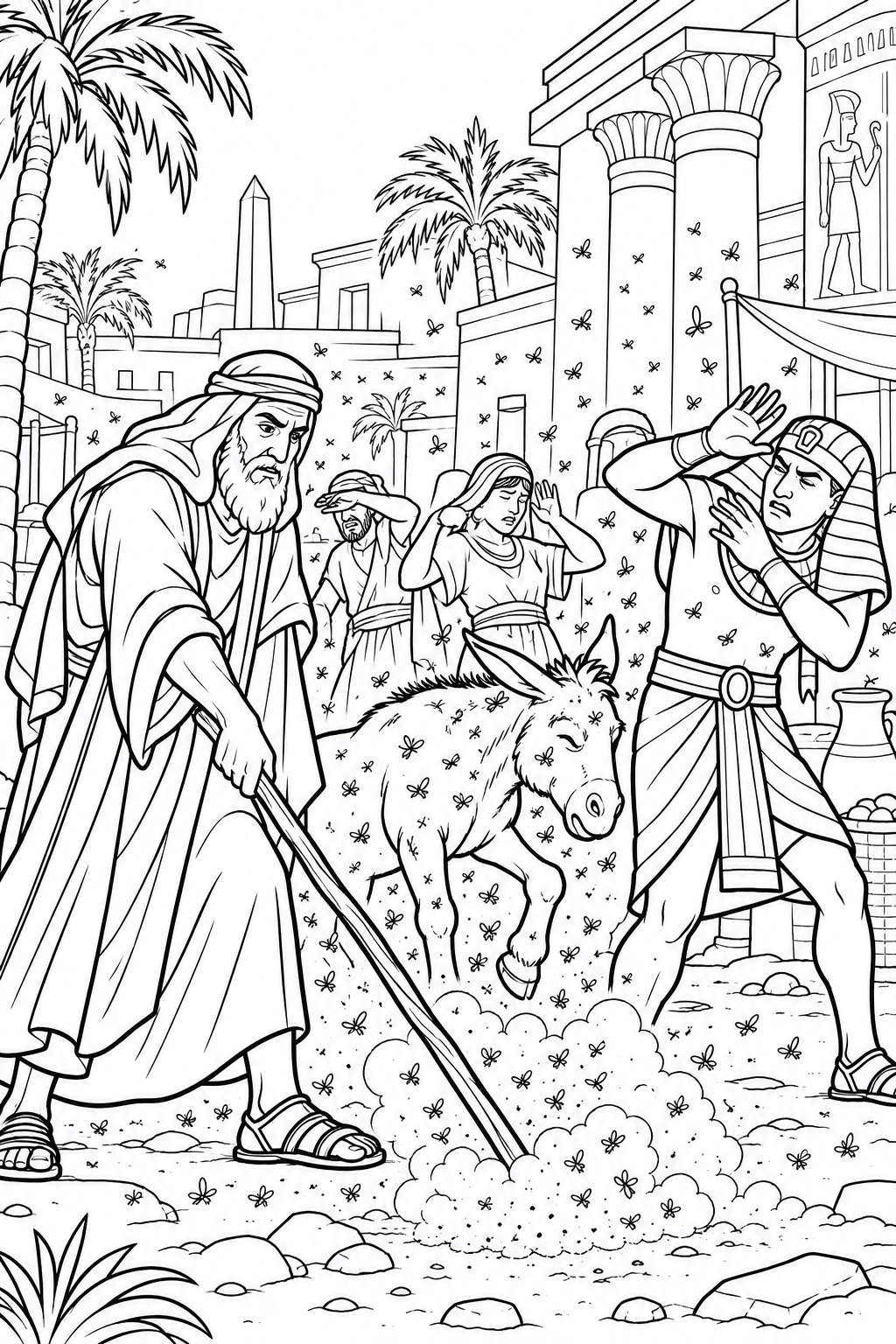 Gnats from the Dust from The Ten Plagues of Egypt Bible coloring page