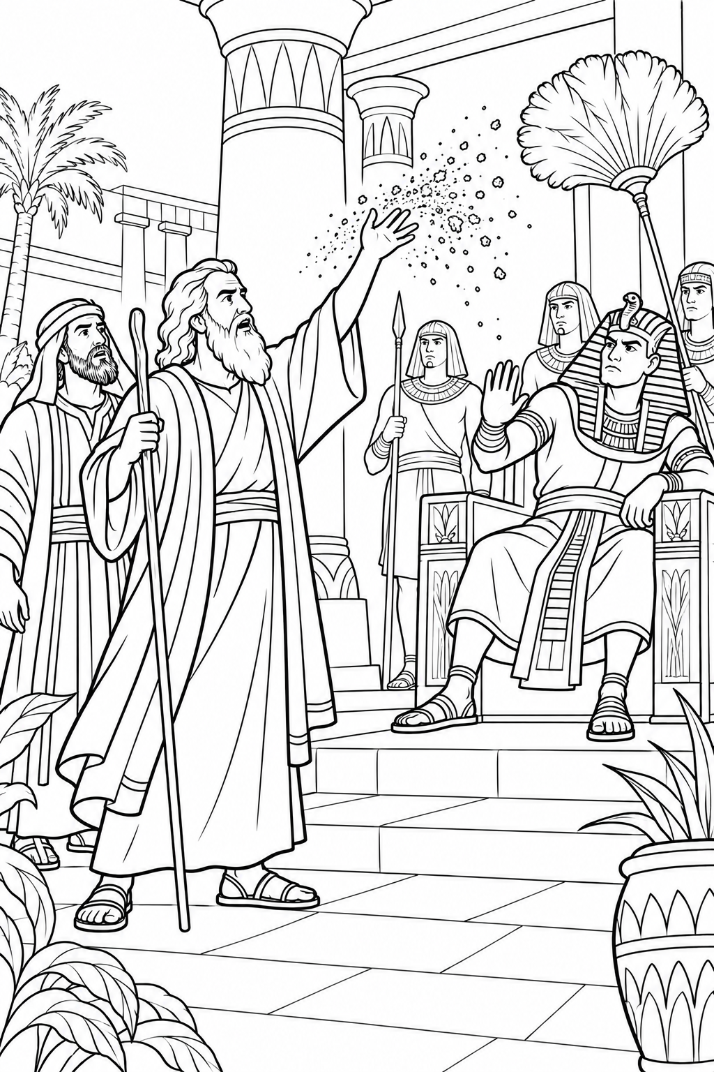 Ashes Before Pharaoh from The Ten Plagues of Egypt Bible coloring page