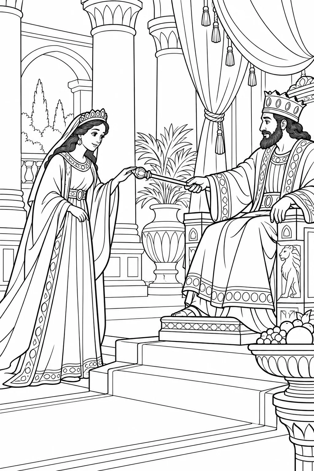 Esther Approaches the King Bible coloring page