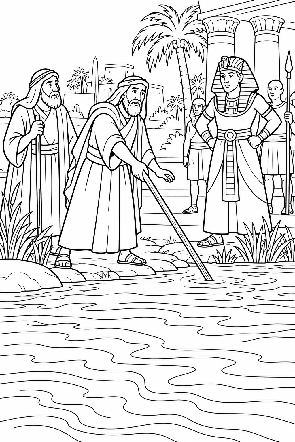 The River Changes from The Ten Plagues of Egypt Bible coloring page