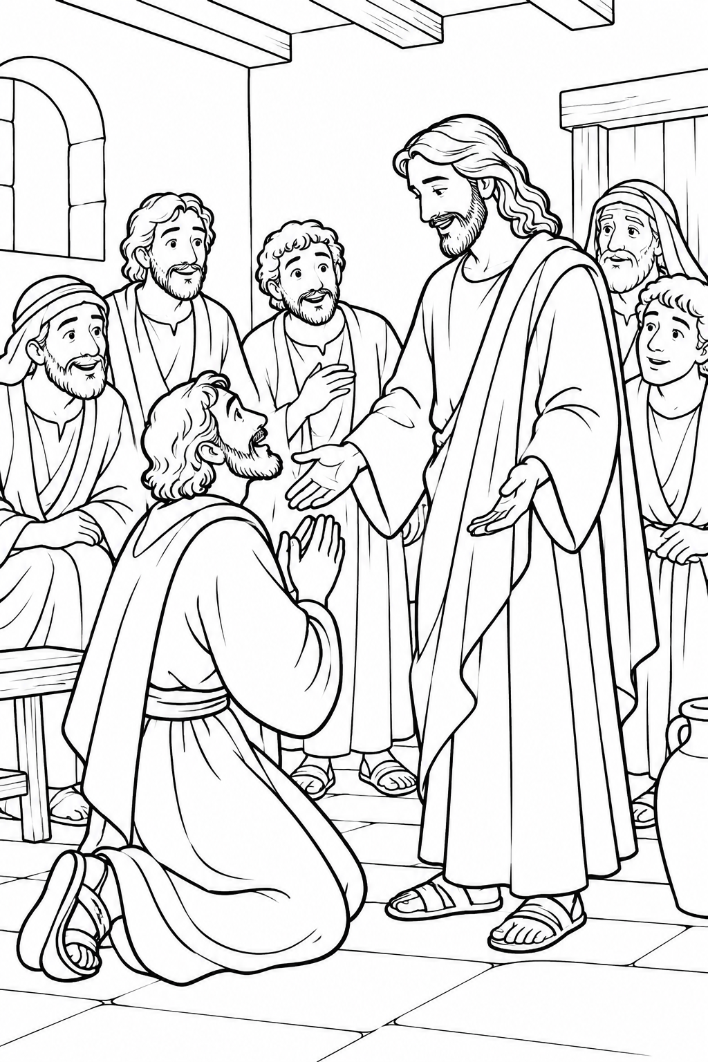 Thomas Responds in Faith from Thomas Meets the Risen Jesus Bible coloring page