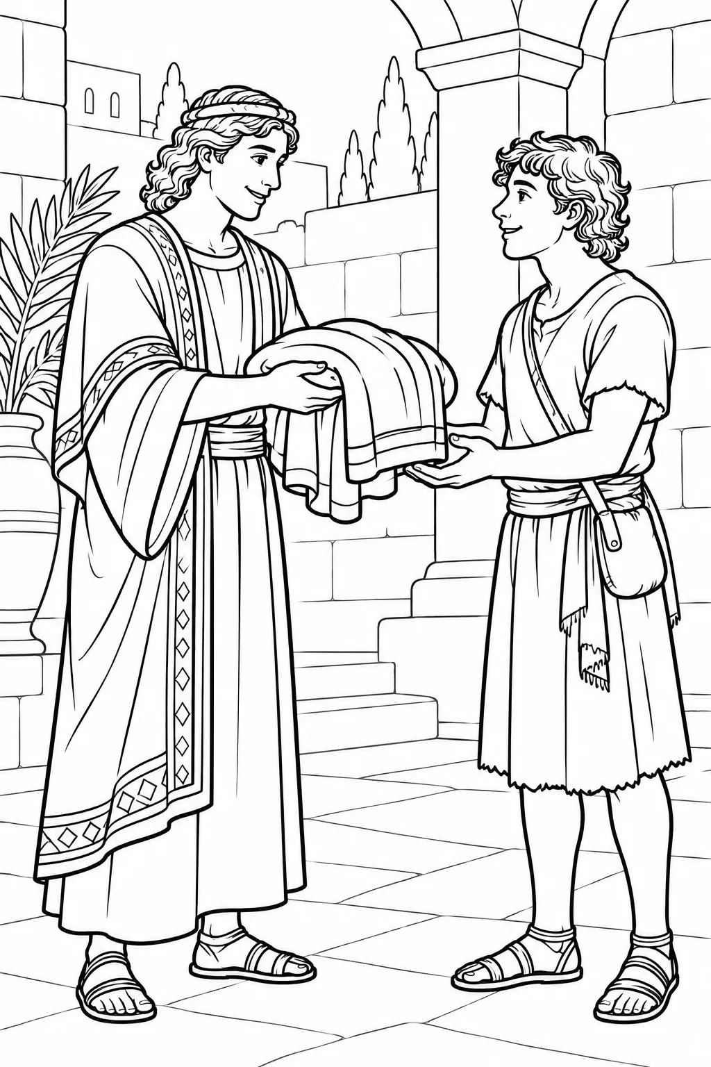 Jonathan Gives David His Robe Bible coloring page