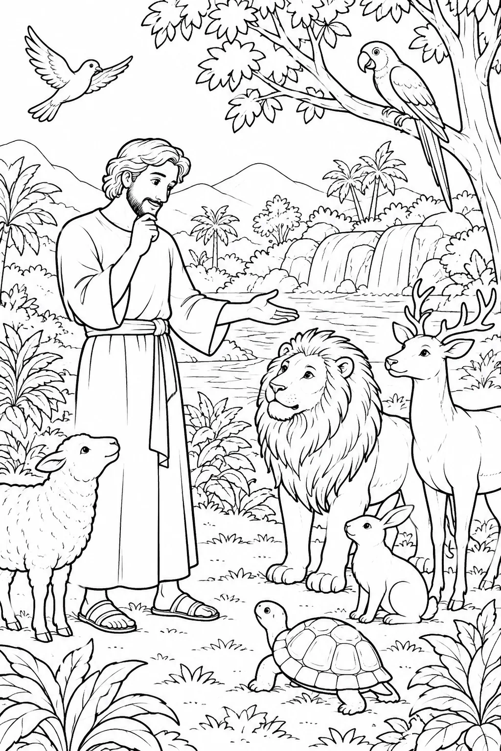 Adam Names the Animals Bible coloring page