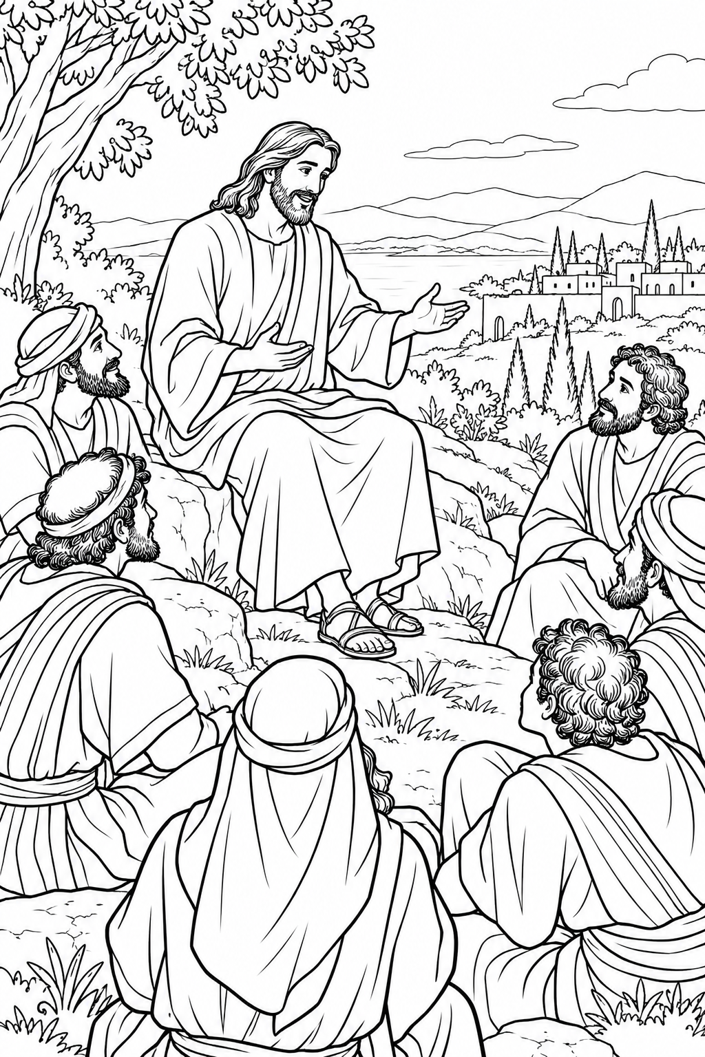 Jesus Teaches About Prayer from Jesus Teaches the Lord’s Prayer Bible coloring page