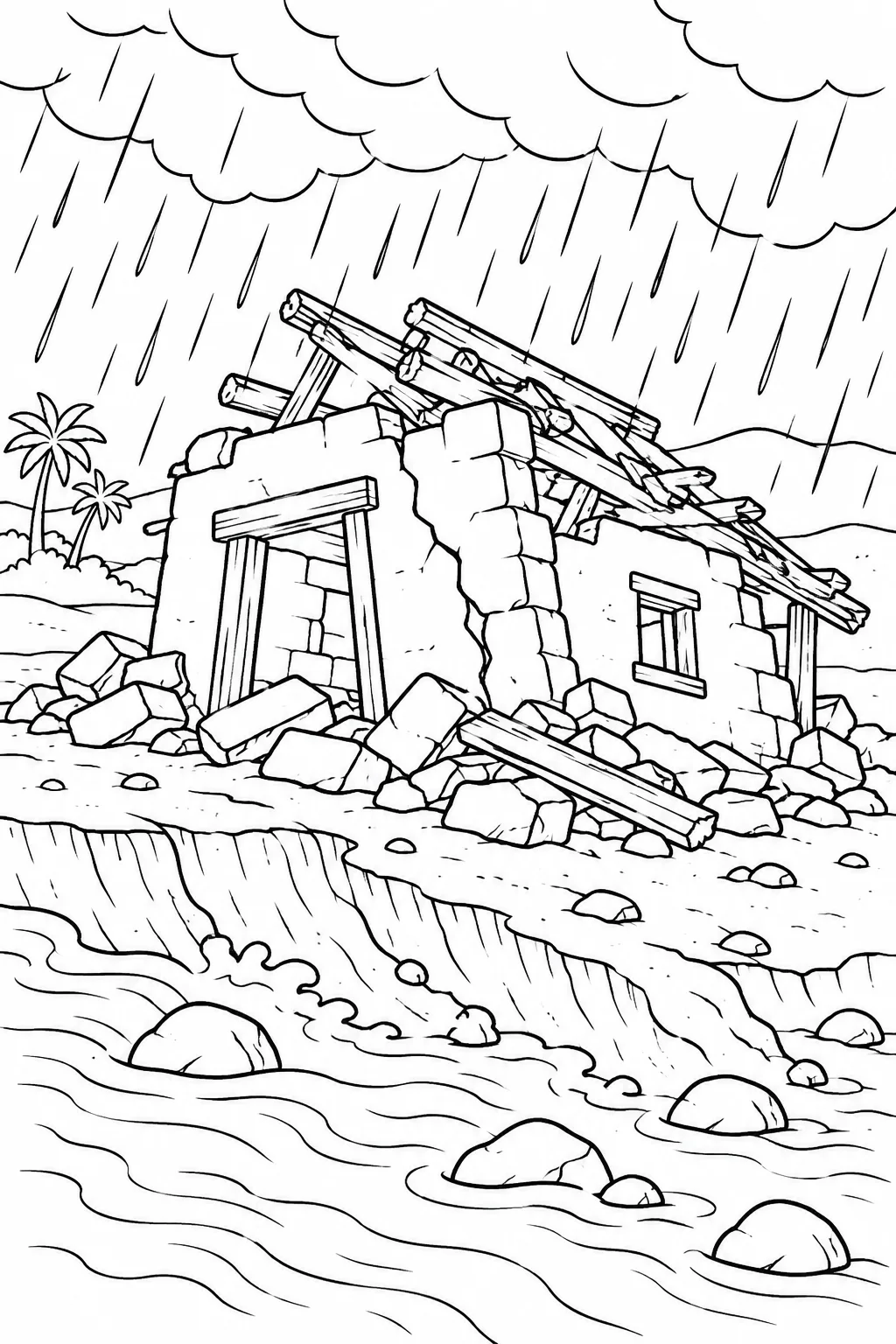 The House on the Sand Bible coloring page