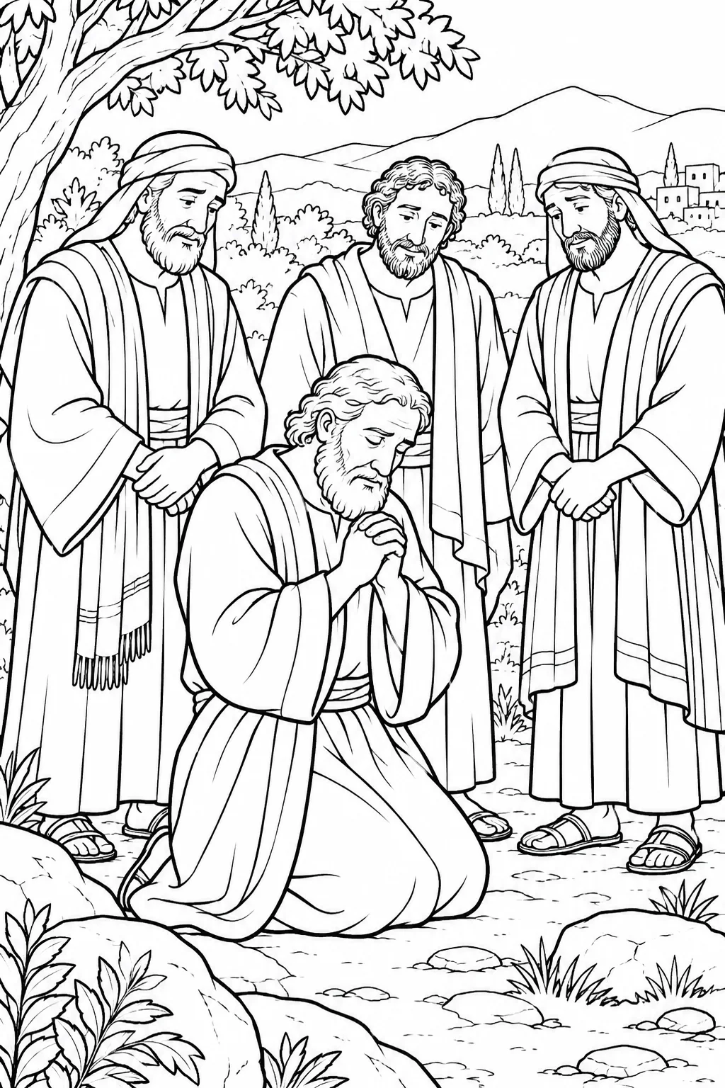 Job Prays for His Friends Bible coloring page