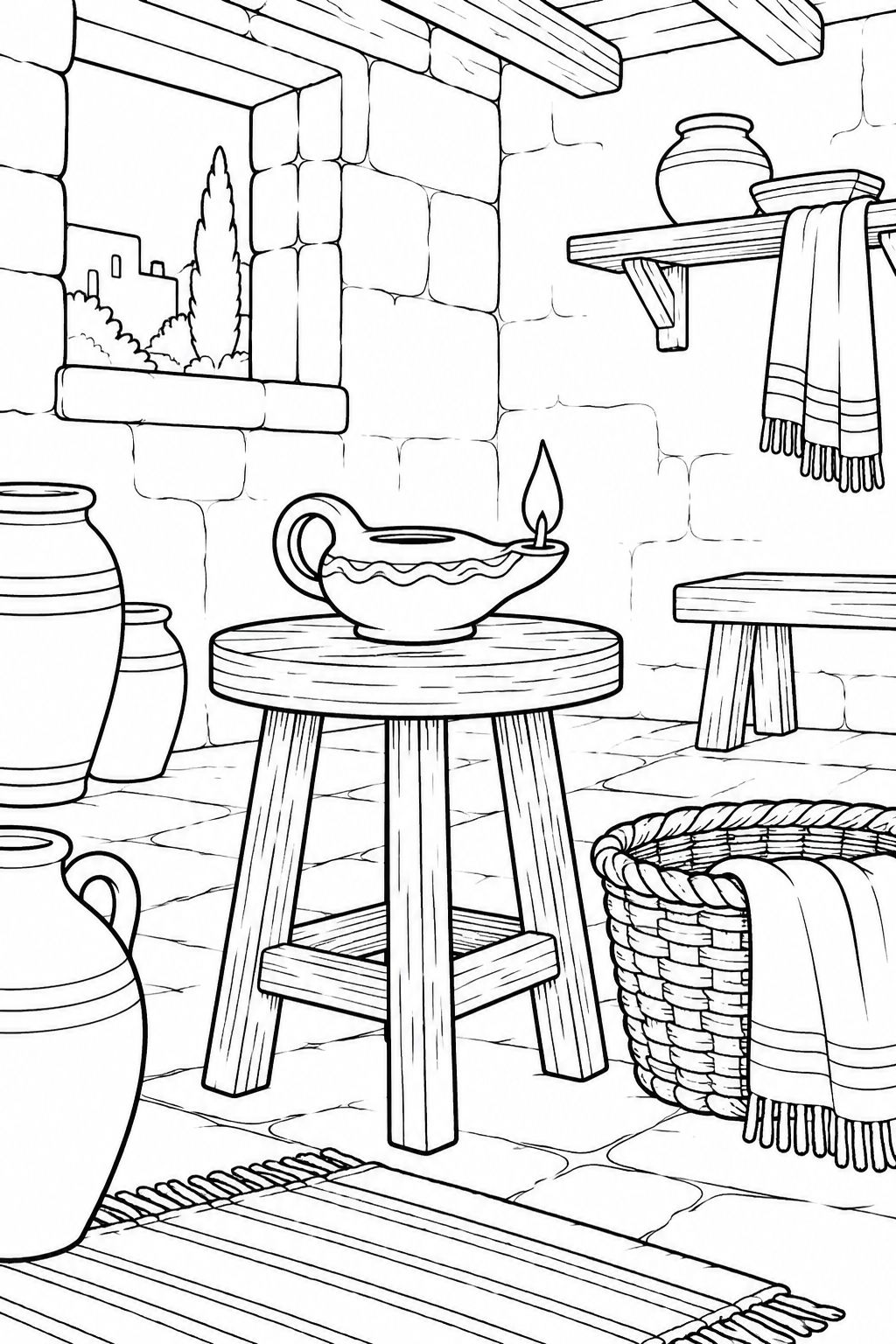A Lamp Gives Light to the House from The Sermon on the Mount Bible coloring page