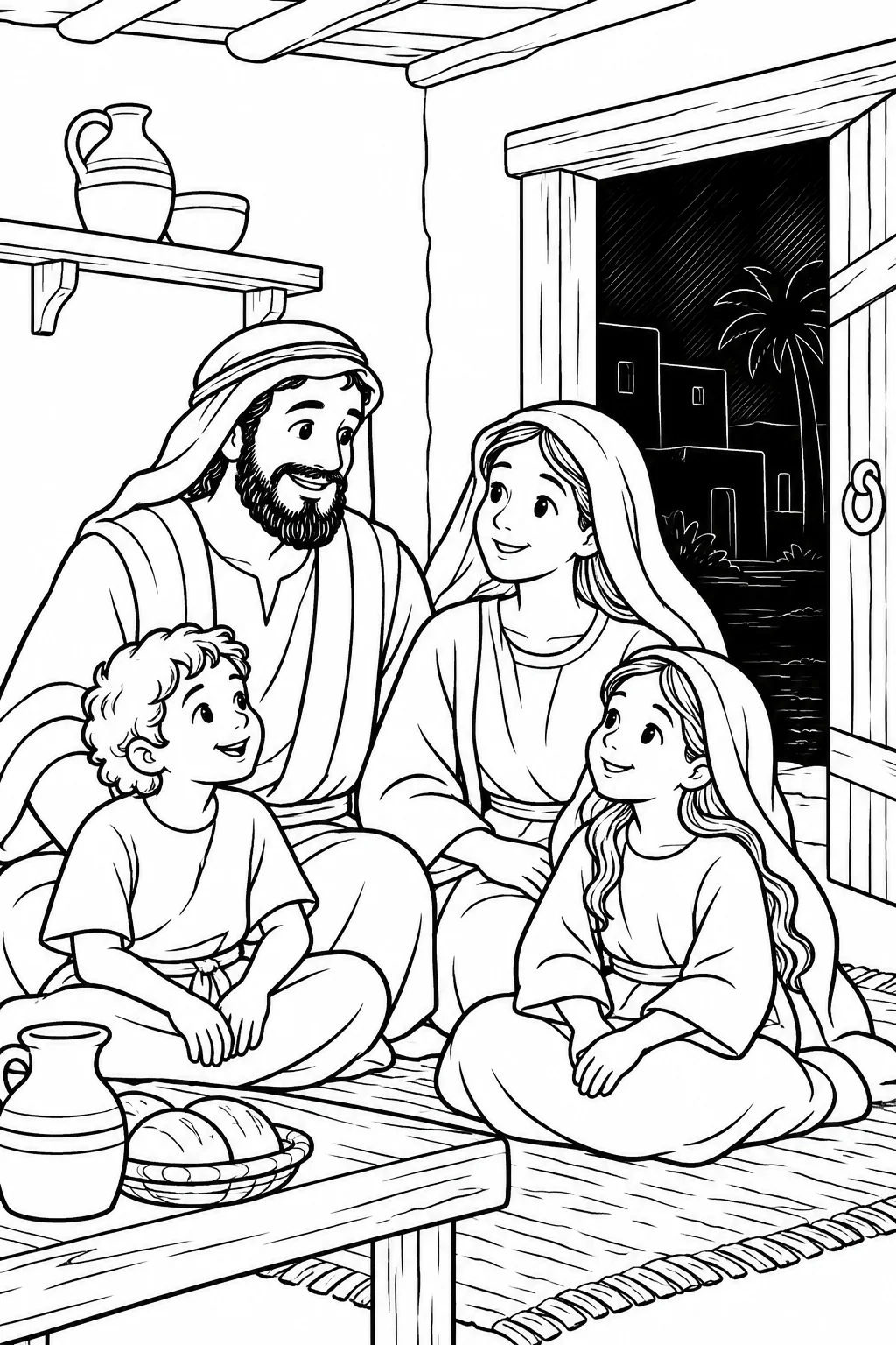 Light in Israelite Homes Bible coloring page