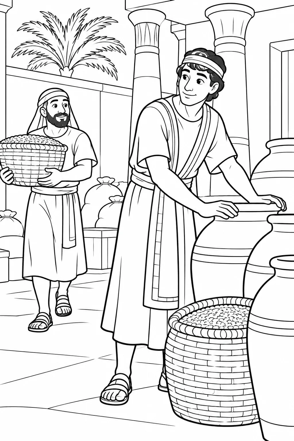 Joseph Oversees the Household Bible coloring page
