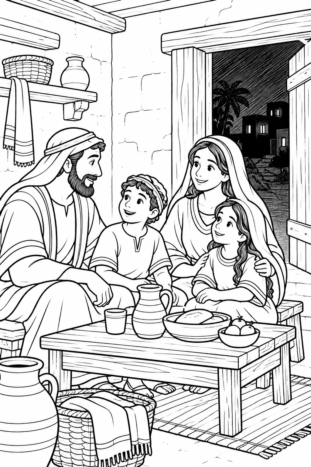Light in Israelite Homes from The Ten Plagues of Egypt Bible coloring page