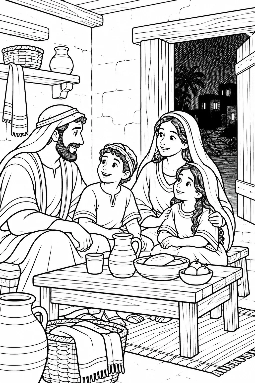 Light in Israelite Homes Bible coloring page