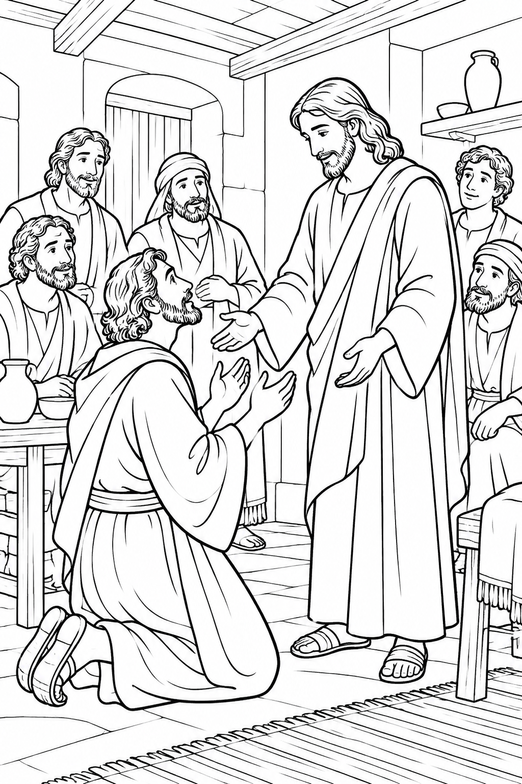 Thomas Responds in Faith from Thomas Meets the Risen Jesus Bible coloring page