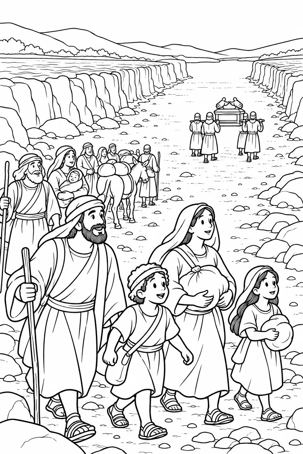 Crossing on Dry Ground Bible coloring page