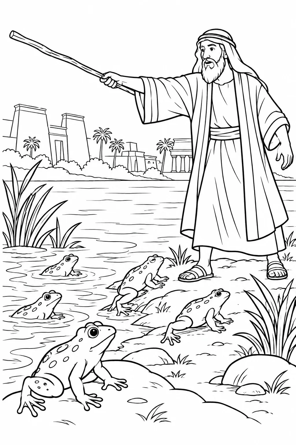 Frogs Come Up from the Water Bible coloring page