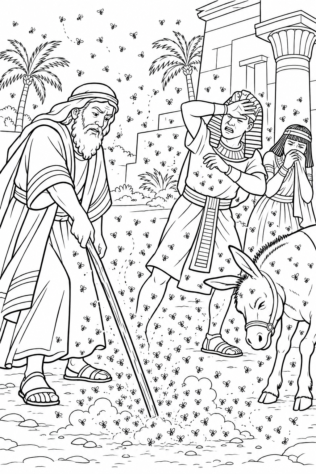 Gnats from the Dust from The Ten Plagues of Egypt Bible coloring page