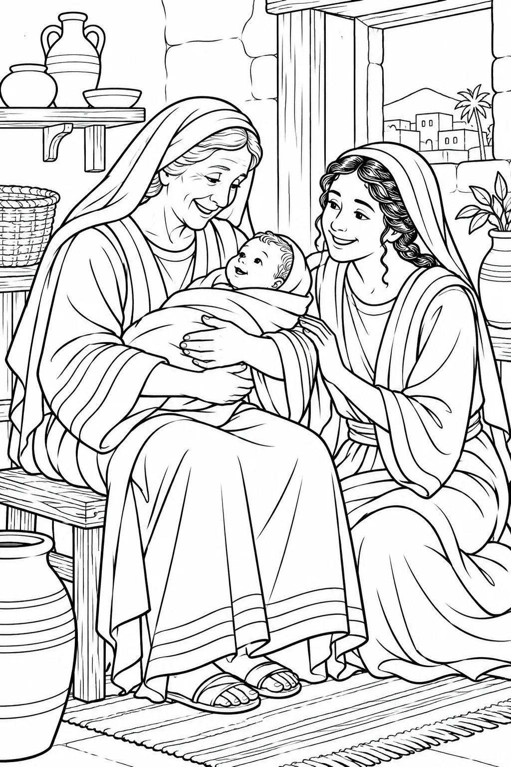 Naomi Cares for Obed Bible coloring page