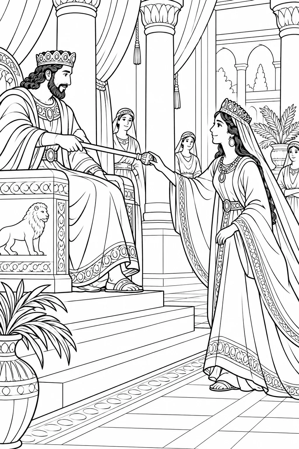 Esther Approaches the King Bible coloring page