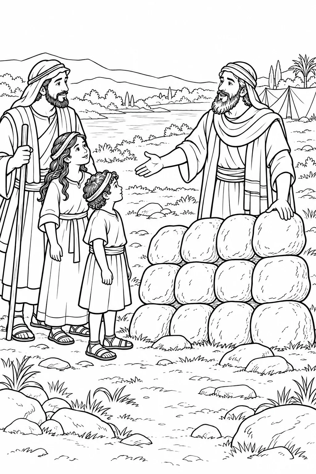 Twelve Memorial Stones Bible coloring page