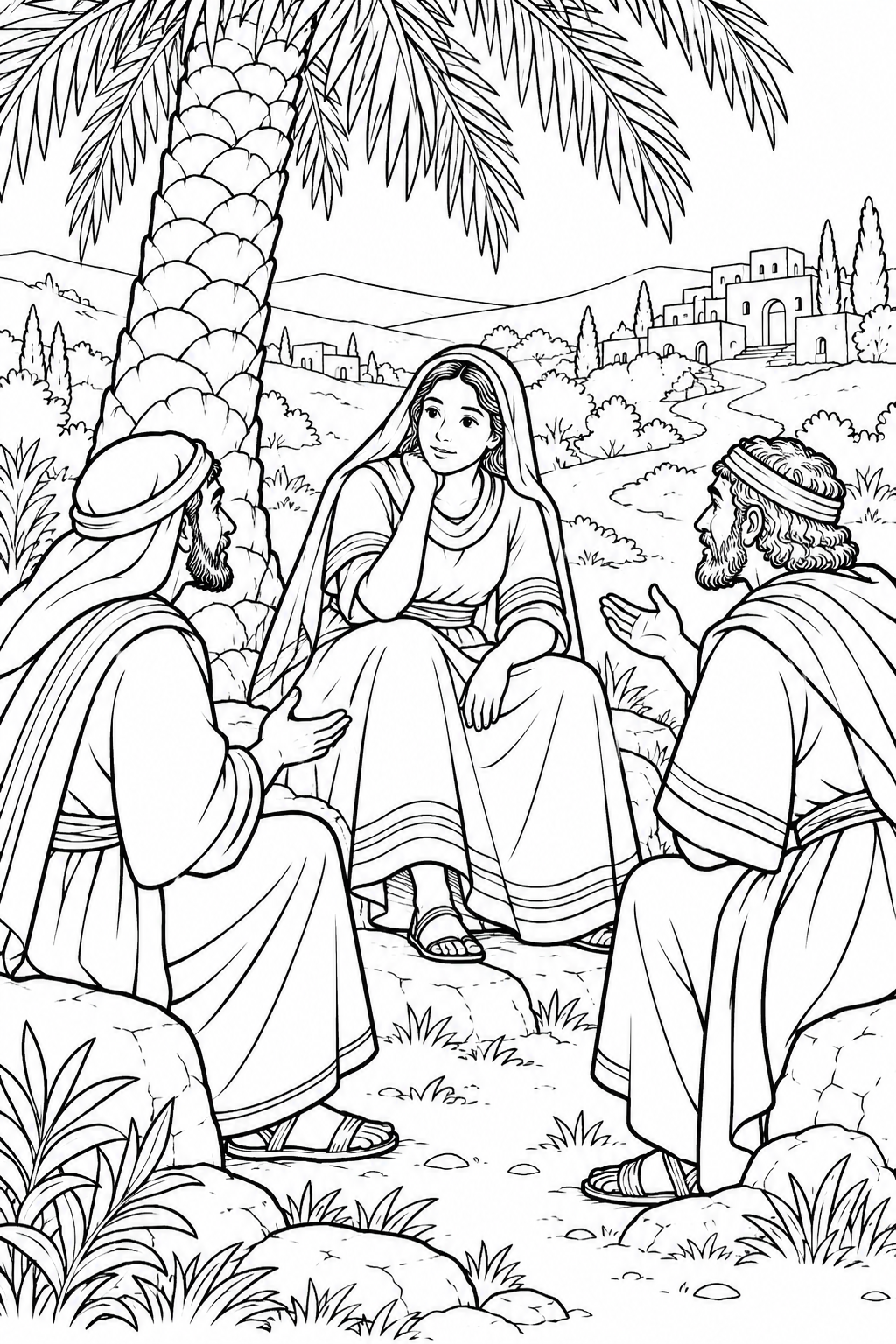 Deborah Under the Palm Tree from Deborah Leads Israel Bible coloring page
