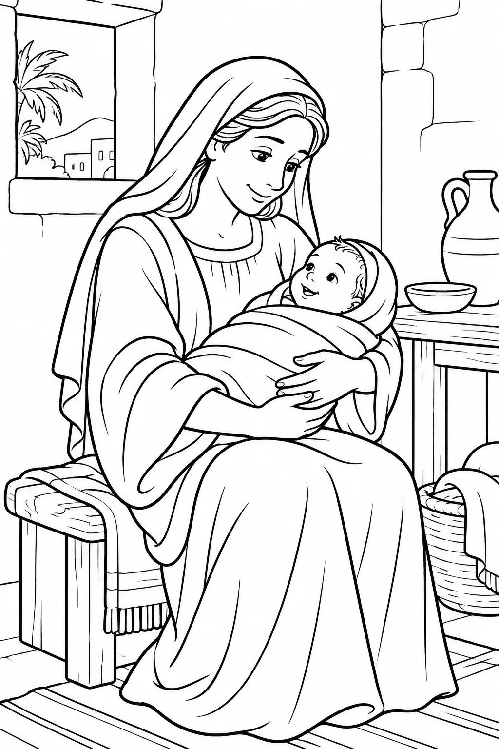 Hannah and Baby Samuel Bible coloring page