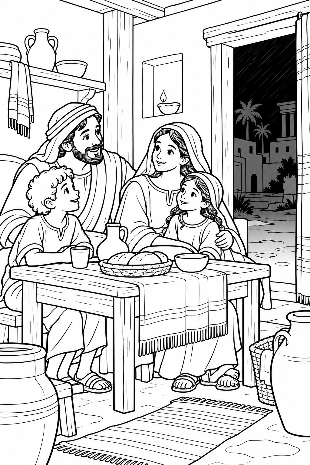 Light in Israelite Homes from The Ten Plagues of Egypt Bible coloring page