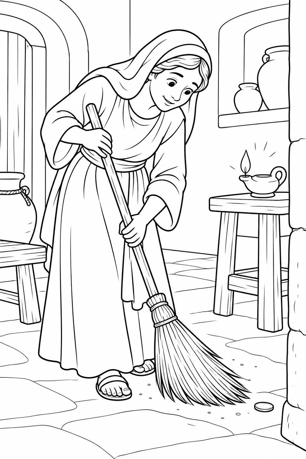 Searching for the Coin Bible coloring page