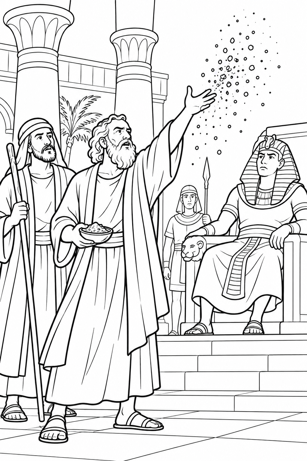 Ashes Before Pharaoh from The Ten Plagues of Egypt Bible coloring page