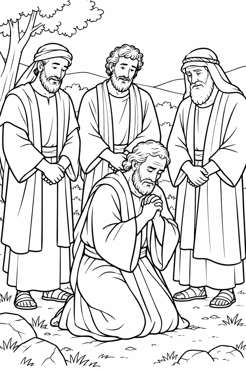 Job Prays for His Friends Bible coloring page