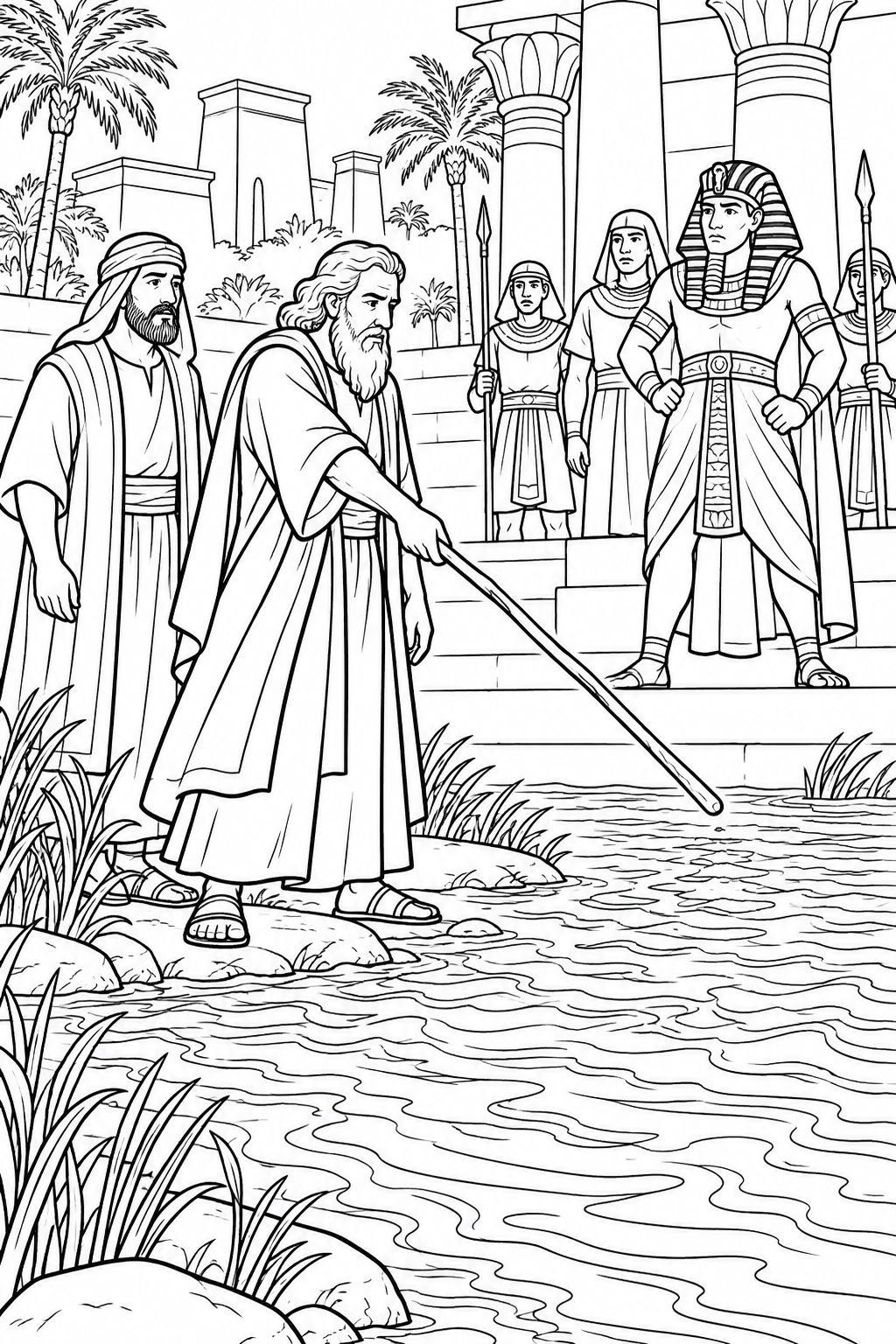 The River Changes from The Ten Plagues of Egypt Bible coloring page