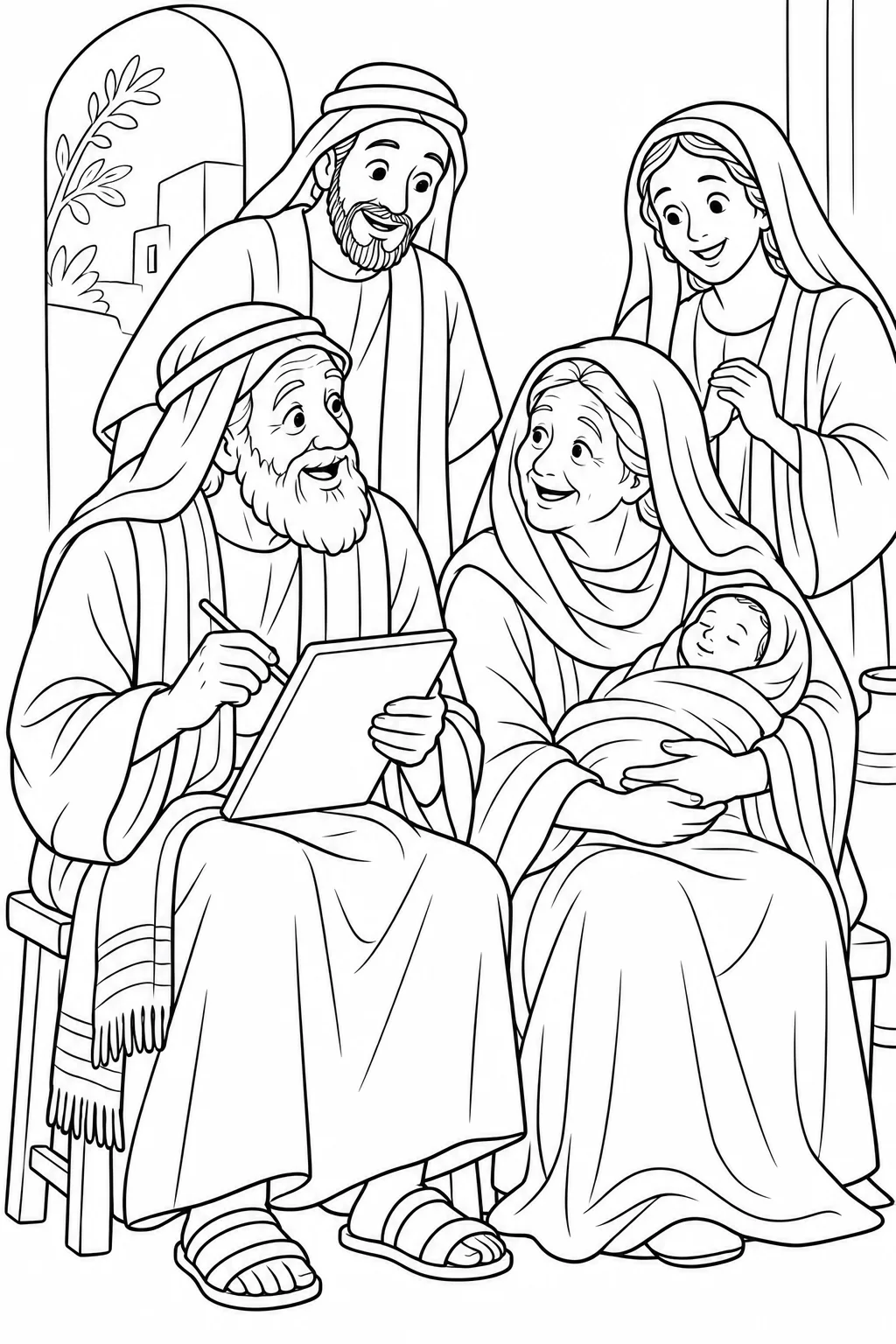 Zechariah Names His Son John Bible coloring page