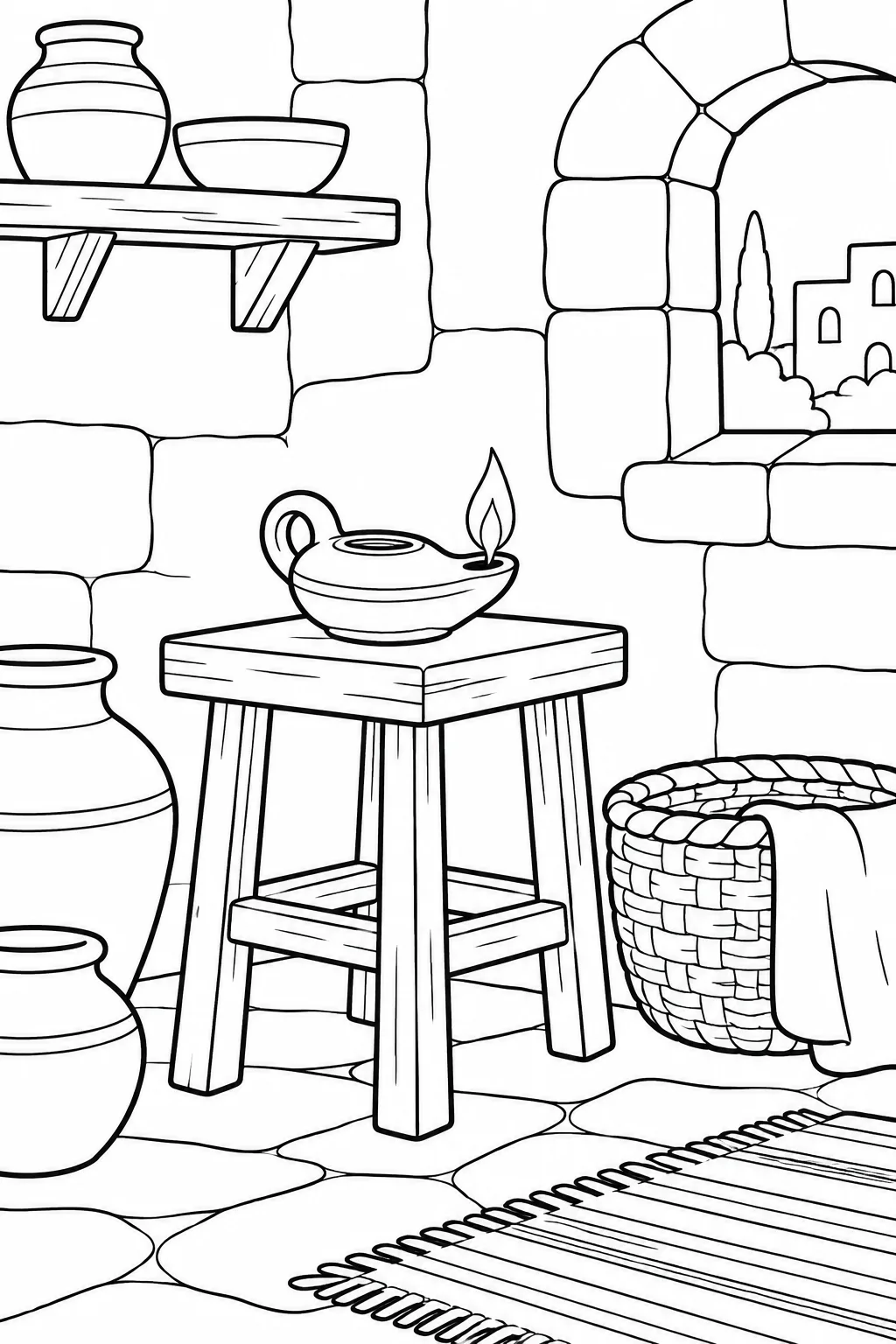 A Lamp Gives Light to the House Bible coloring page