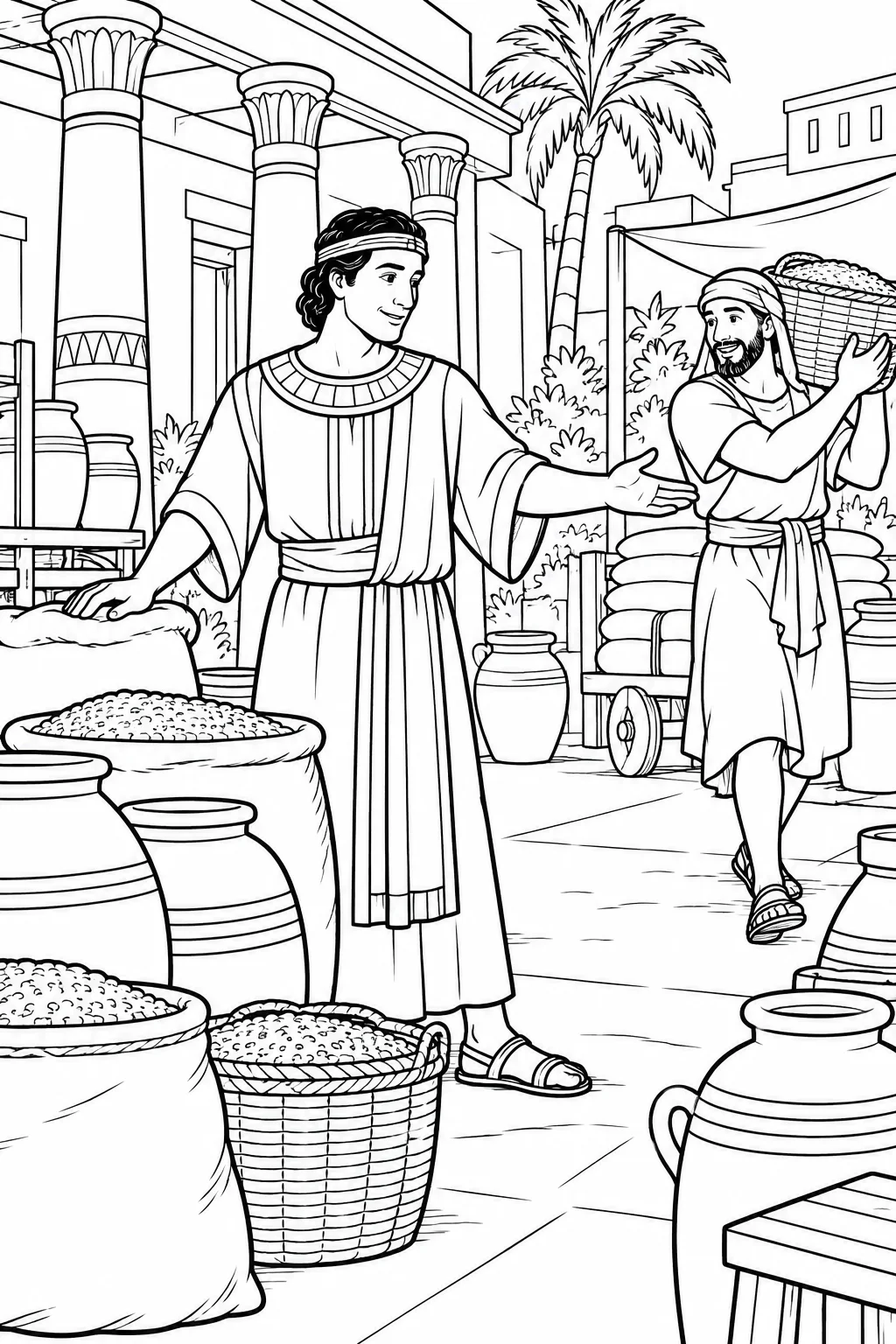 Joseph Oversees the Household Bible coloring page