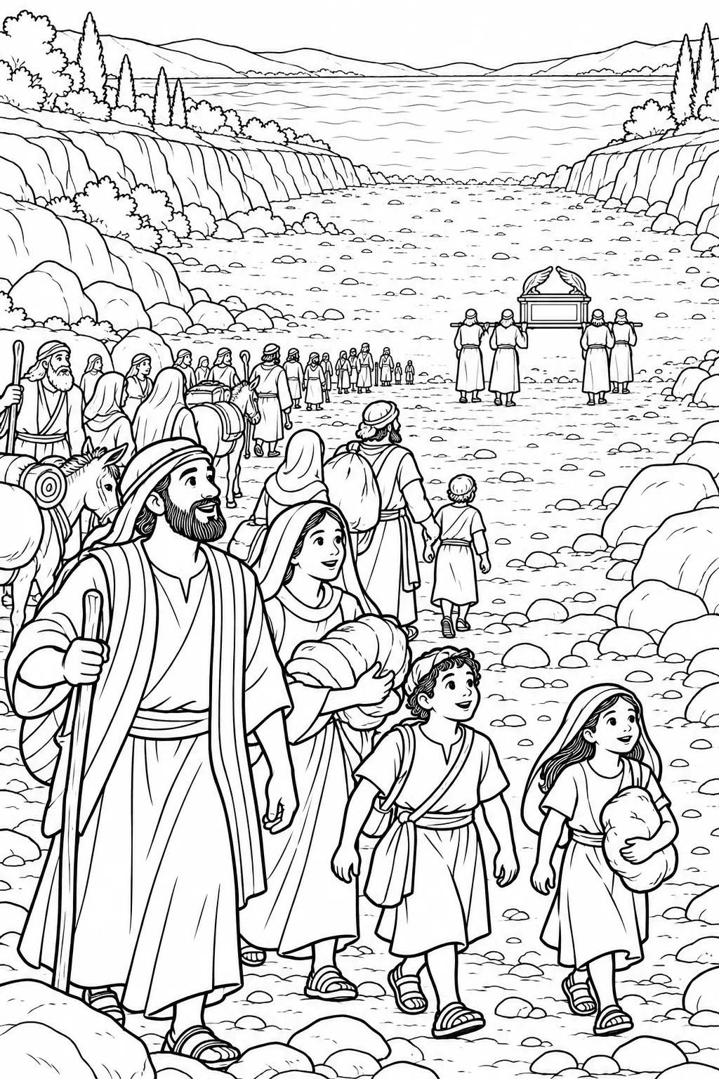 Crossing on Dry Ground Bible coloring page