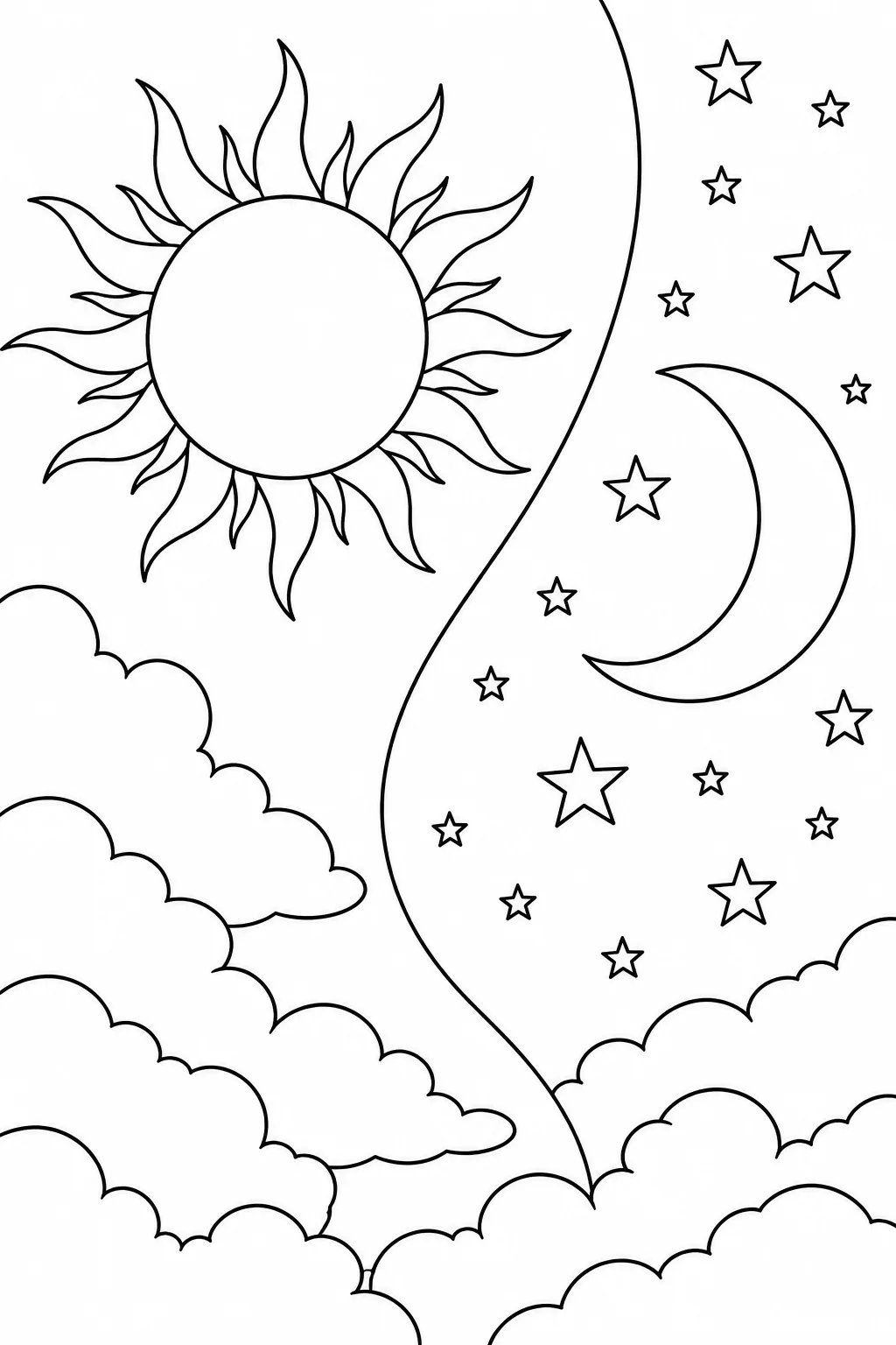 Sun, Moon, and Stars Bible coloring page