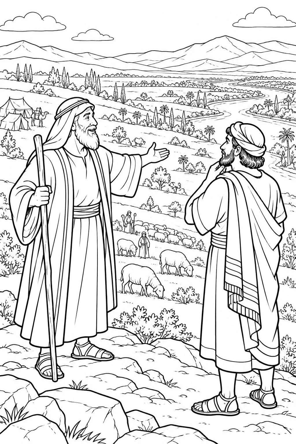 Abram Offers Lot a Choice Bible coloring page