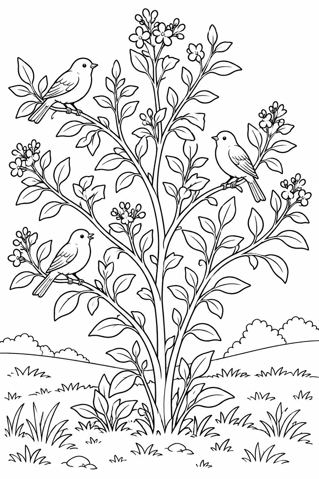 Birds Rest in the Branches from The Parable of the Mustard Seed Bible coloring page